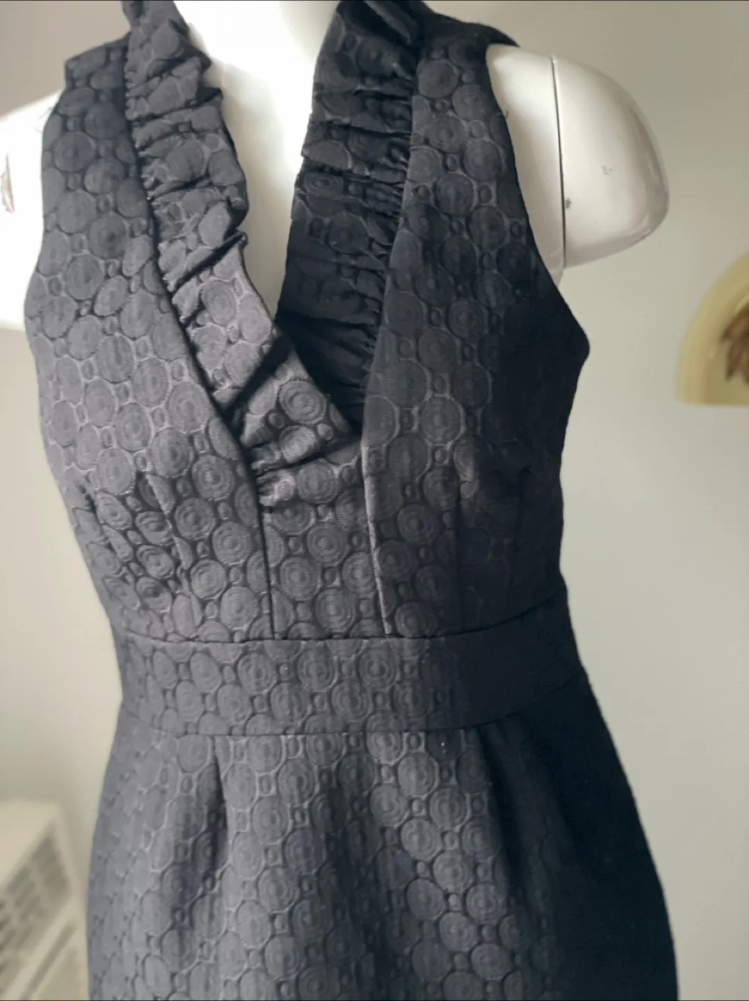 Black Ruffle Neckline Dress thumbnail