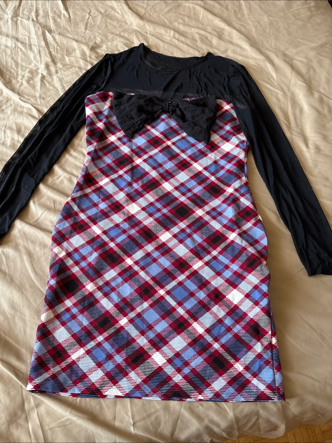 🇨🇦Shein Plaid Bow Dress - Size XL thumbnail