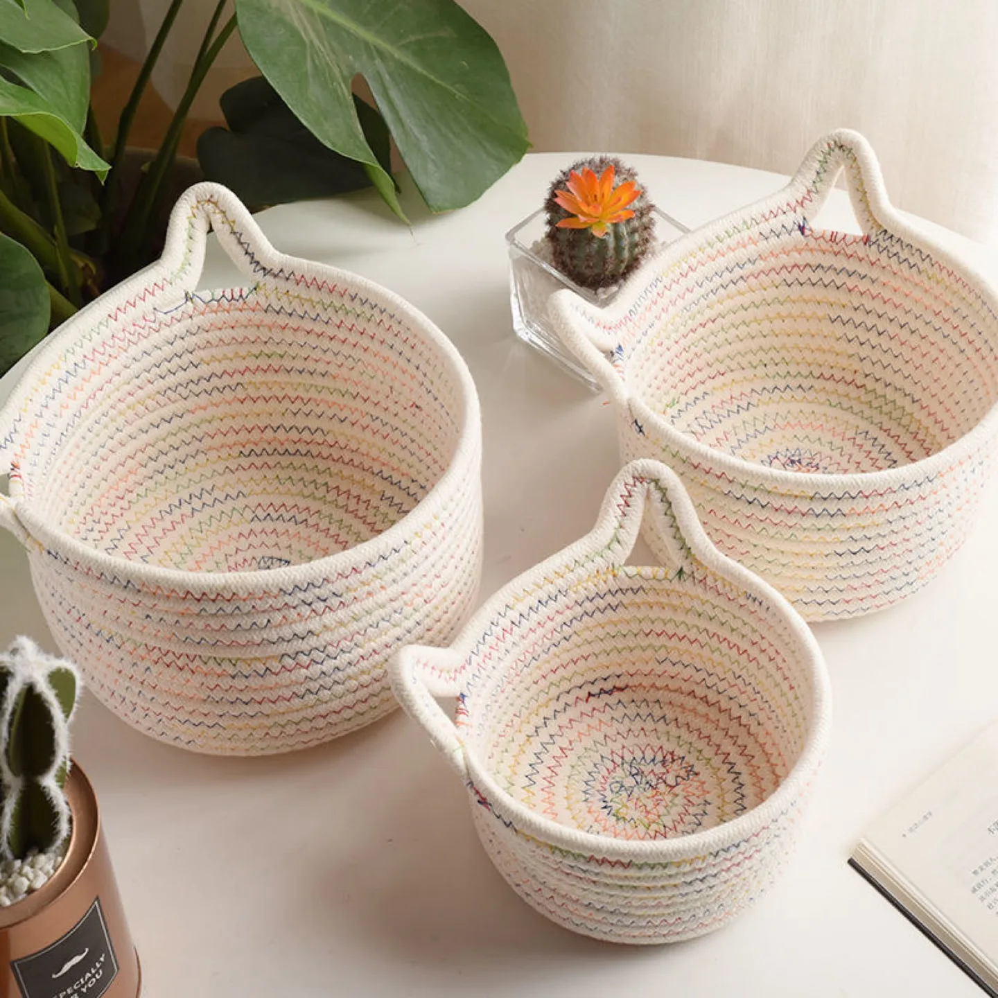 Set of 3 Woven Cotton Rope Baskets thumbnail