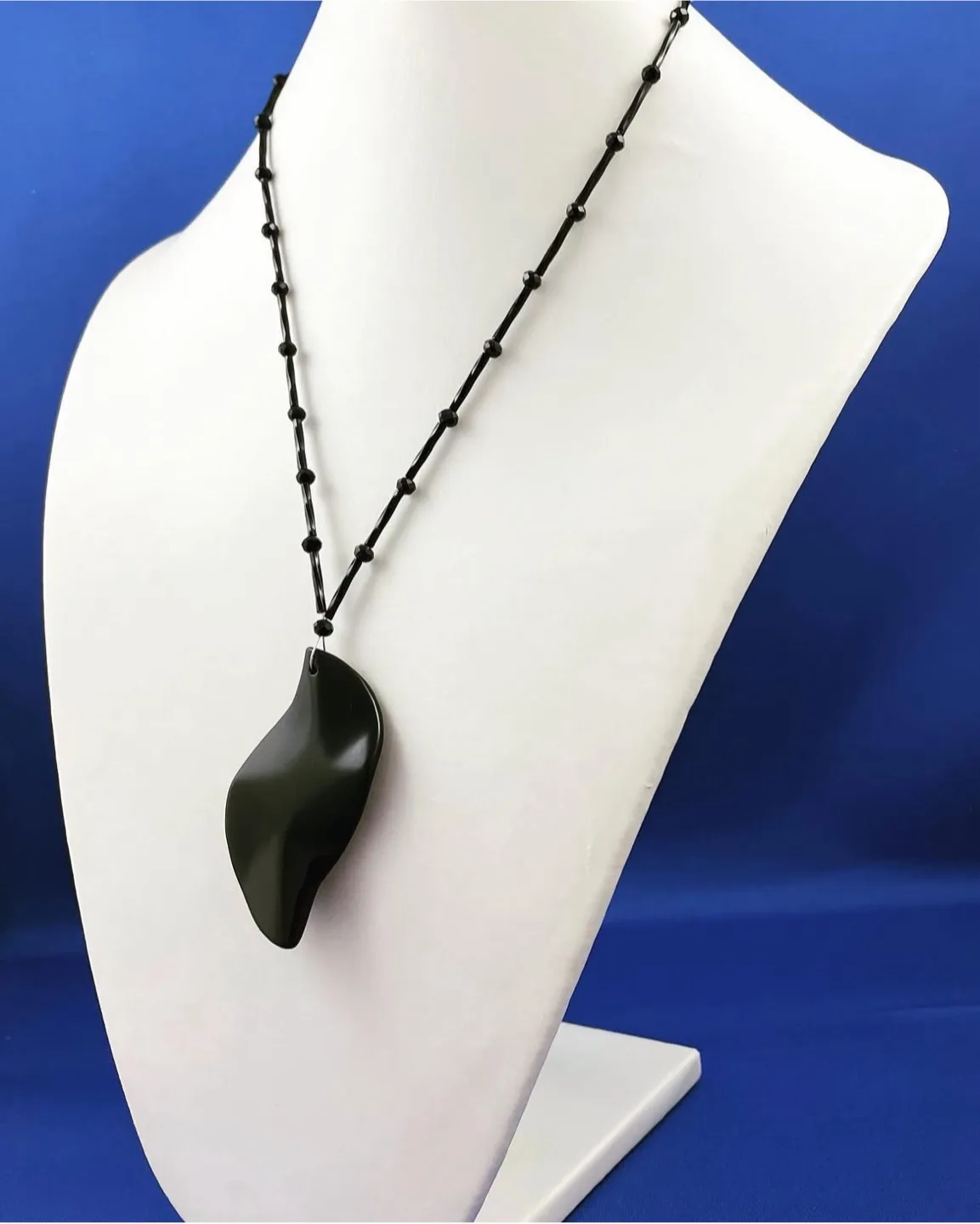 Black Agate pendant and crystal bead necklace thumbnail