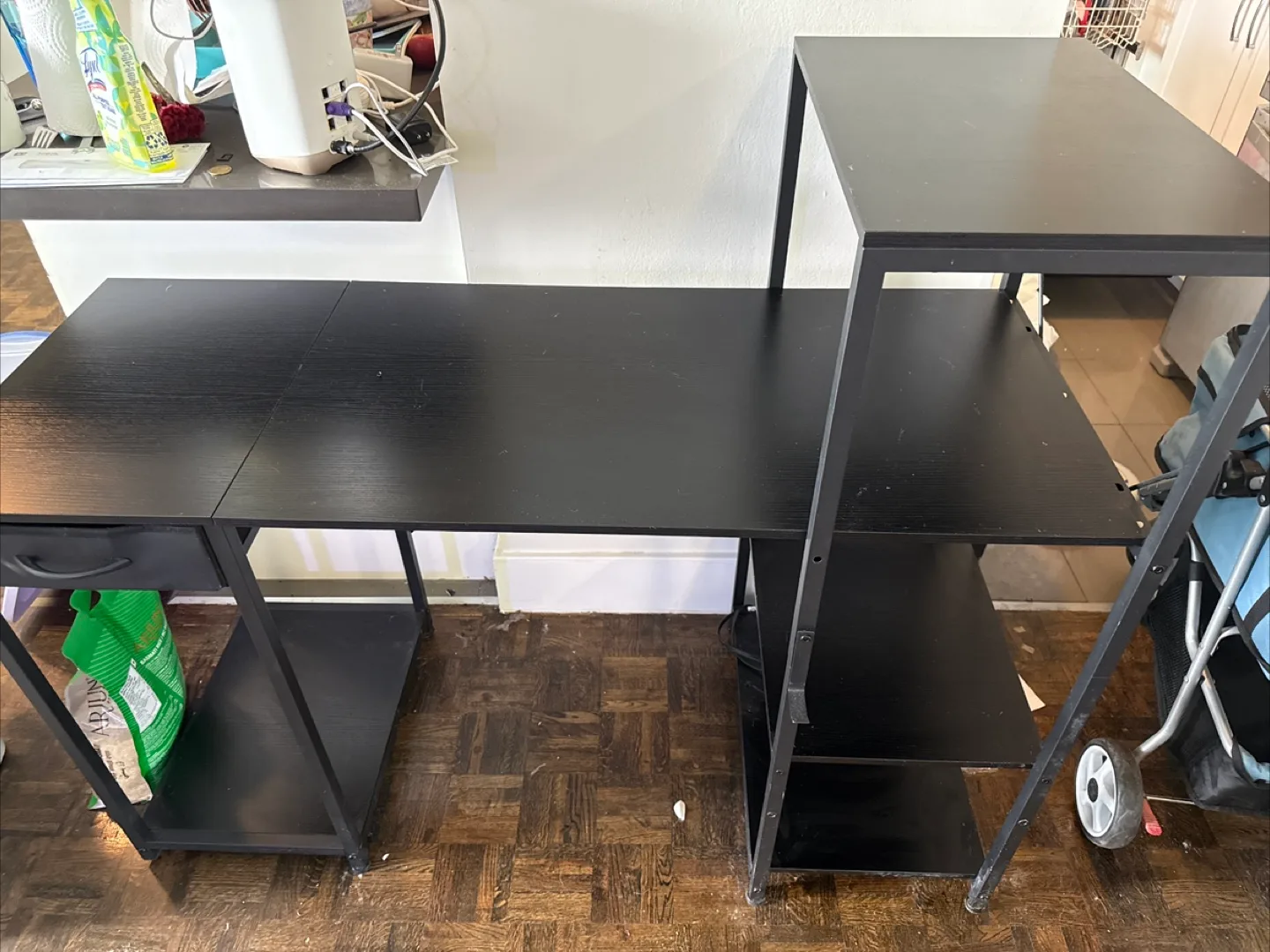 Black Desk with Drawer & Shelves thumbnail