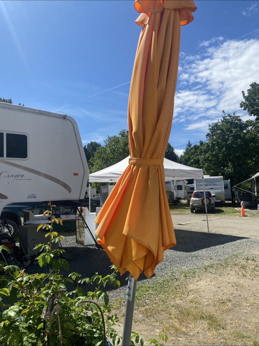 Orange Patio Umbrella with Base - photo 2