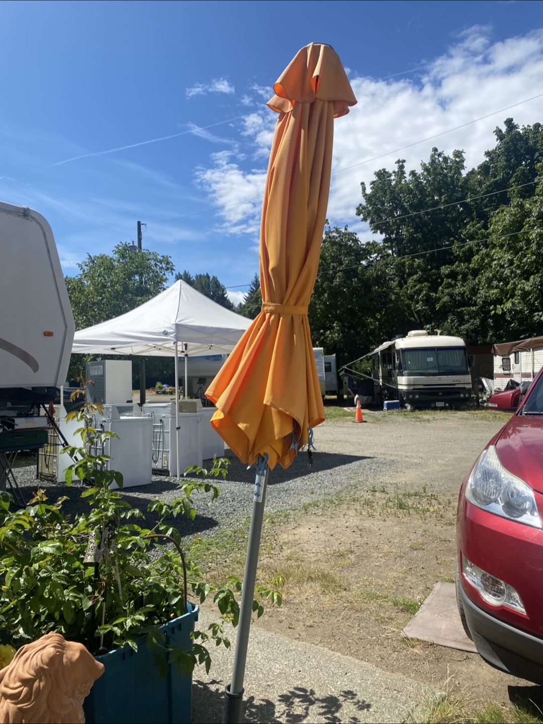Orange Patio Umbrella with Base