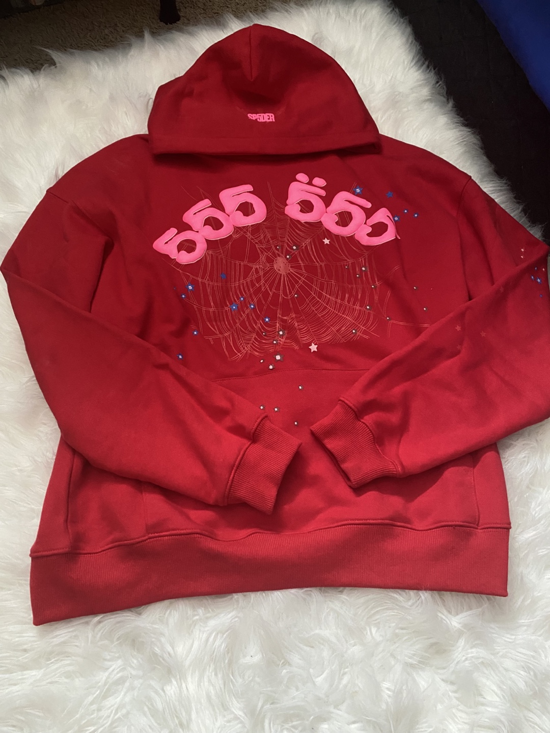Sp5der Worldwide Red Angel Number 555 Hoodie