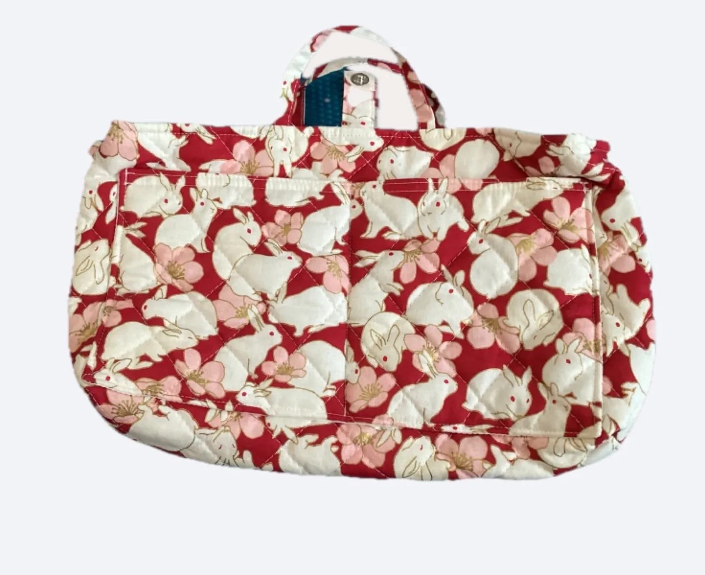 Handmade Quilted Floral Bunny Tote Bag thumbnail
