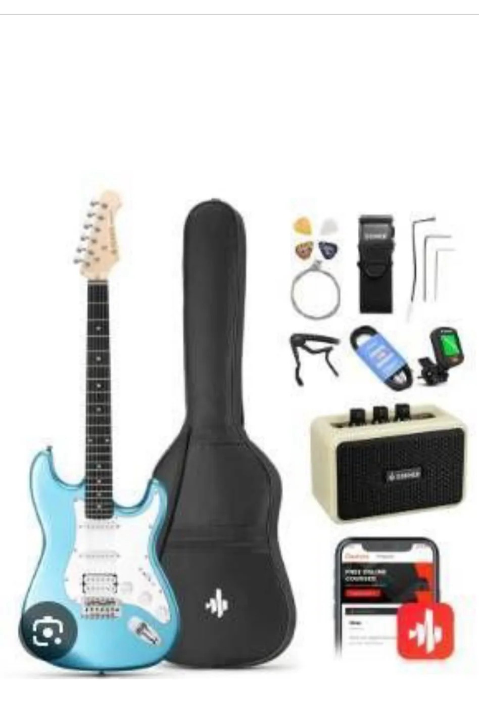 Donner Lake Blue Electric Guitar Beginner Kit - 🇨🇦 39 Inch thumbnail