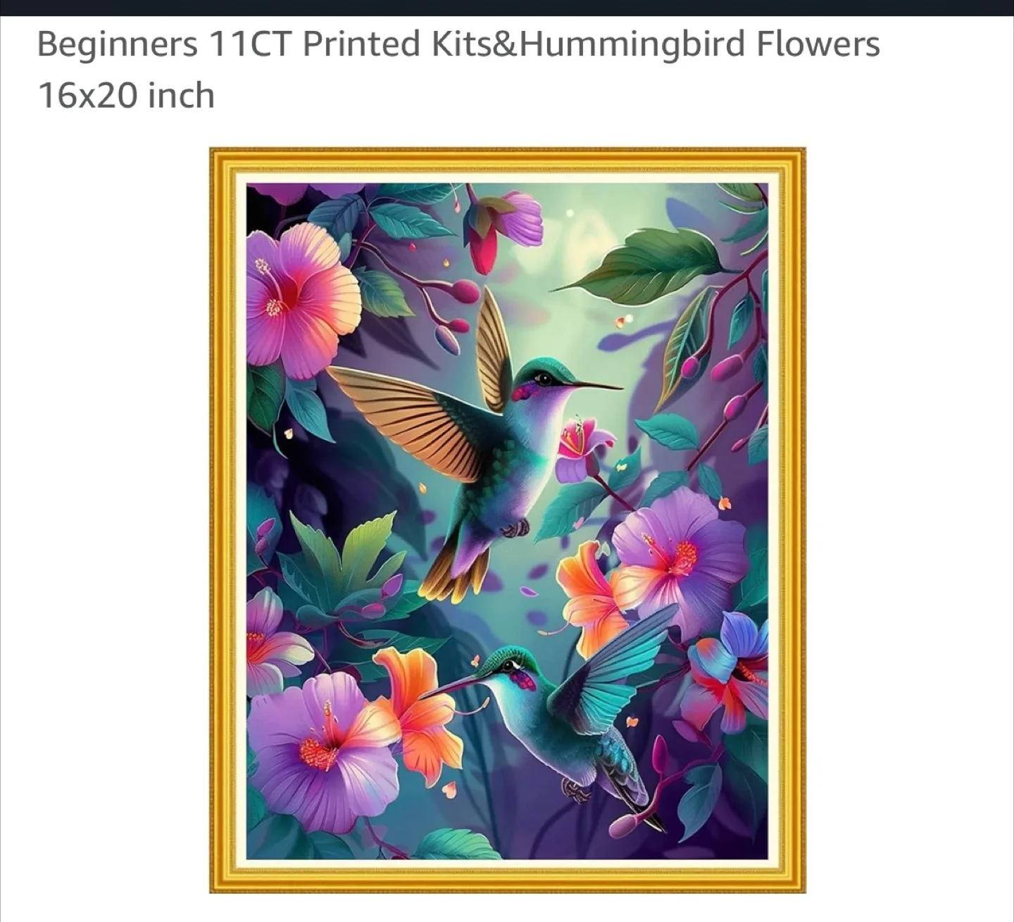 New 11CT Hummingbird Cross Stitch Kit 16x20 thumbnail