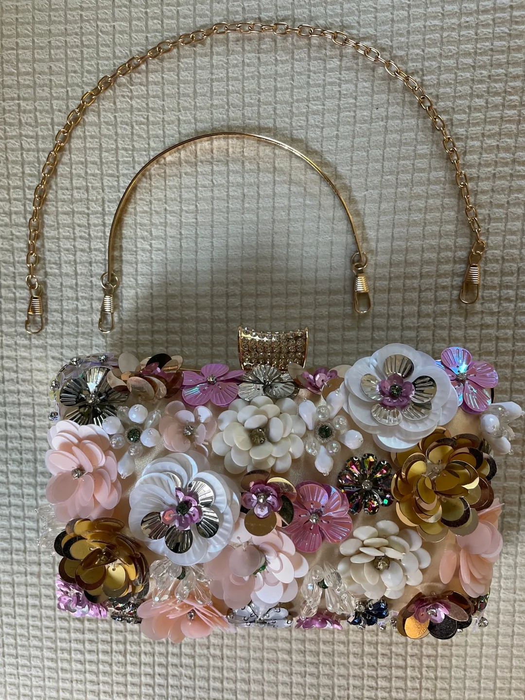 Floral Embellished Clutch with Chain Strap thumbnail