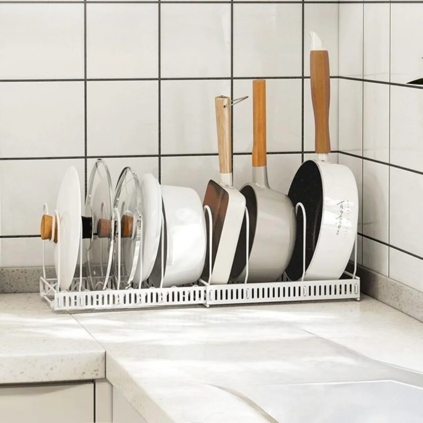 Adjustable Kitchen Pan & Plate Rack Organizer thumbnail