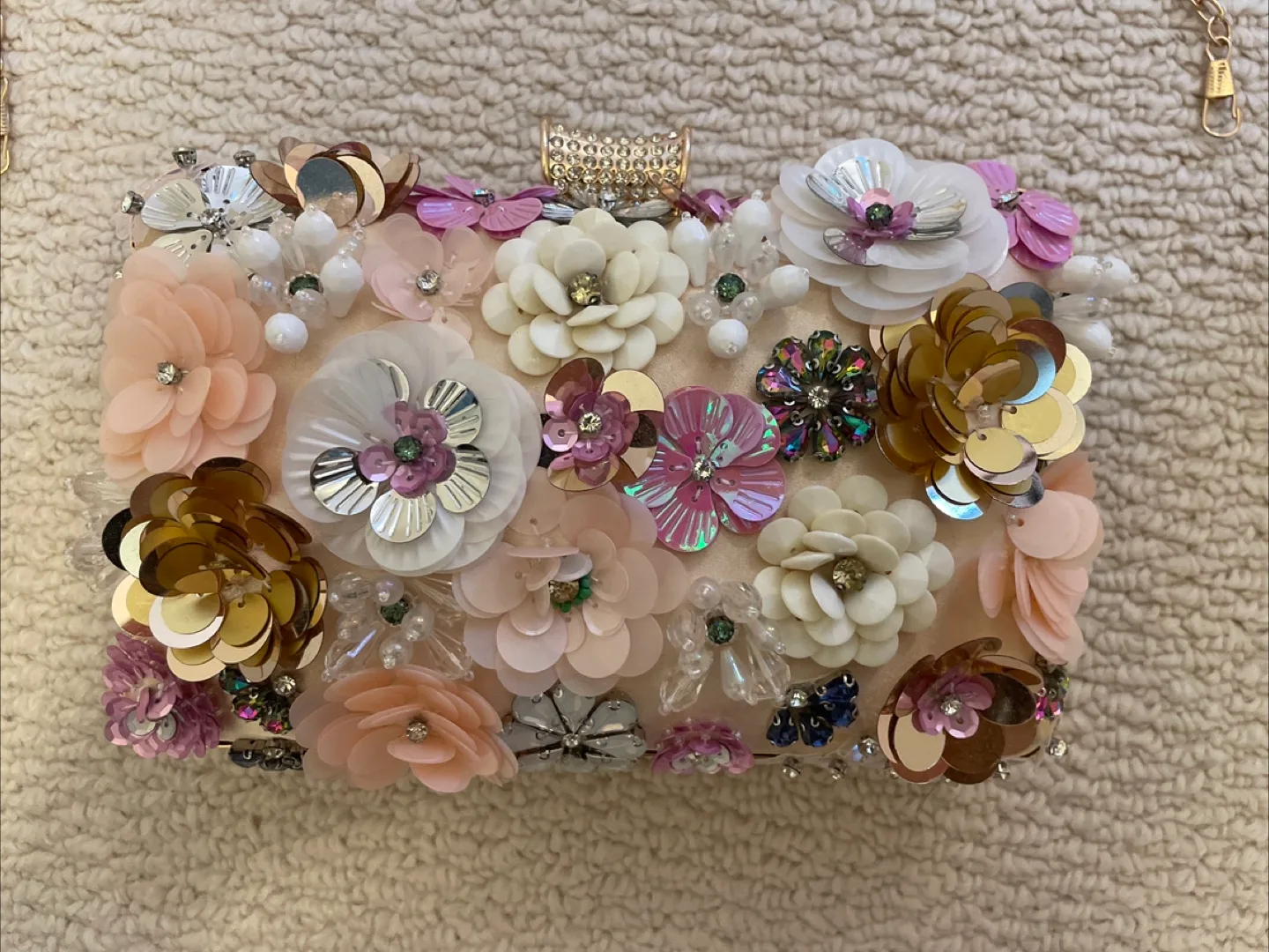 Floral Embellished Clutch with Chain Strap image indicator(2)