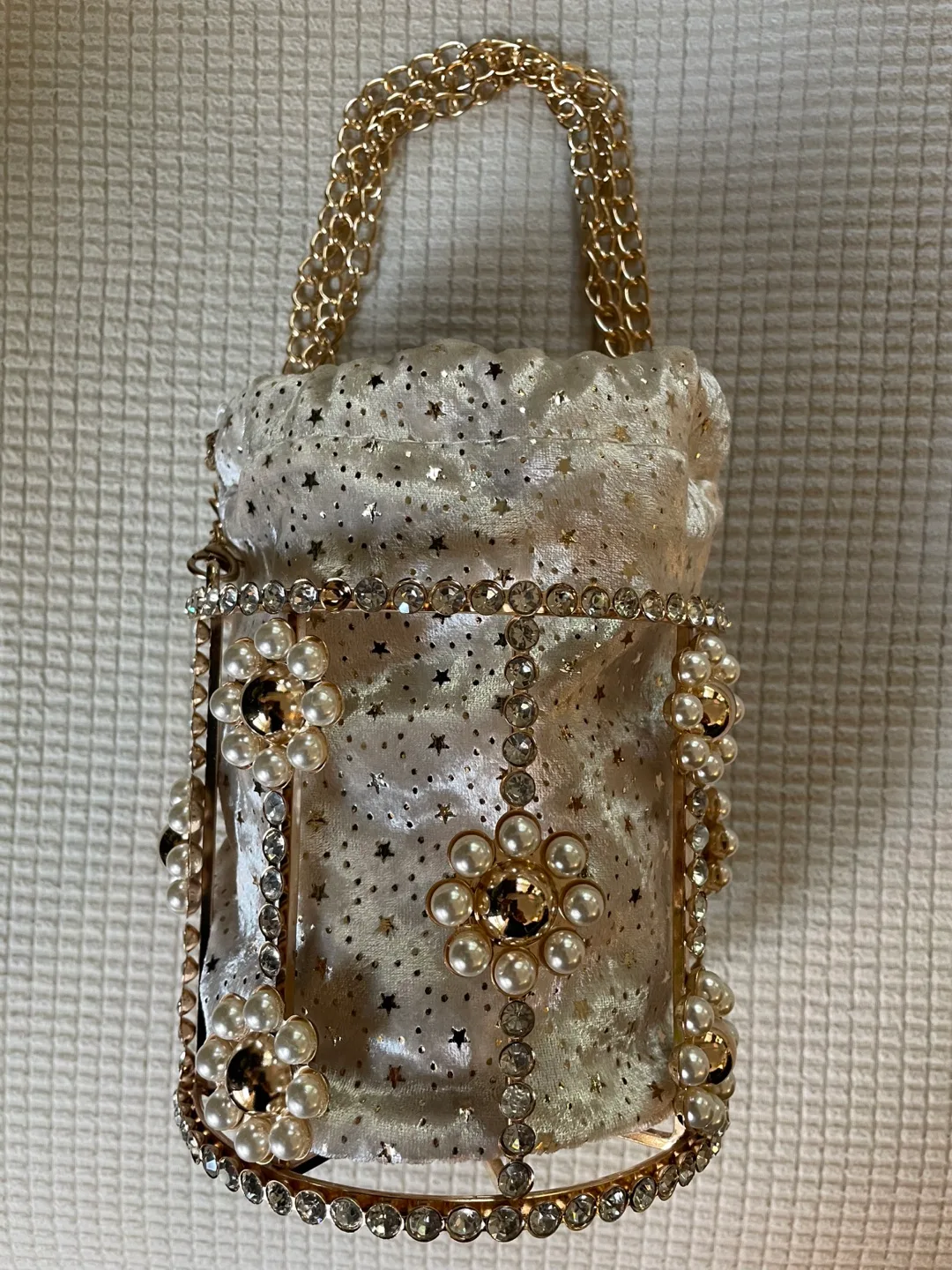 Decorative Gold & Pearl Beaded Cage Bag thumbnail