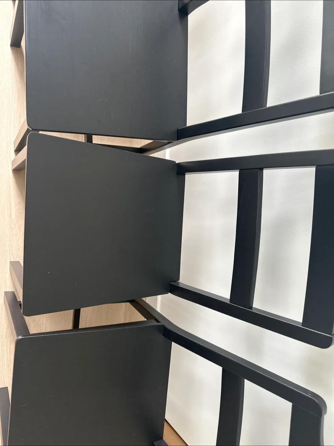 Ikea 4 chairs new stained pine assembled Hagernas image indicator(2)