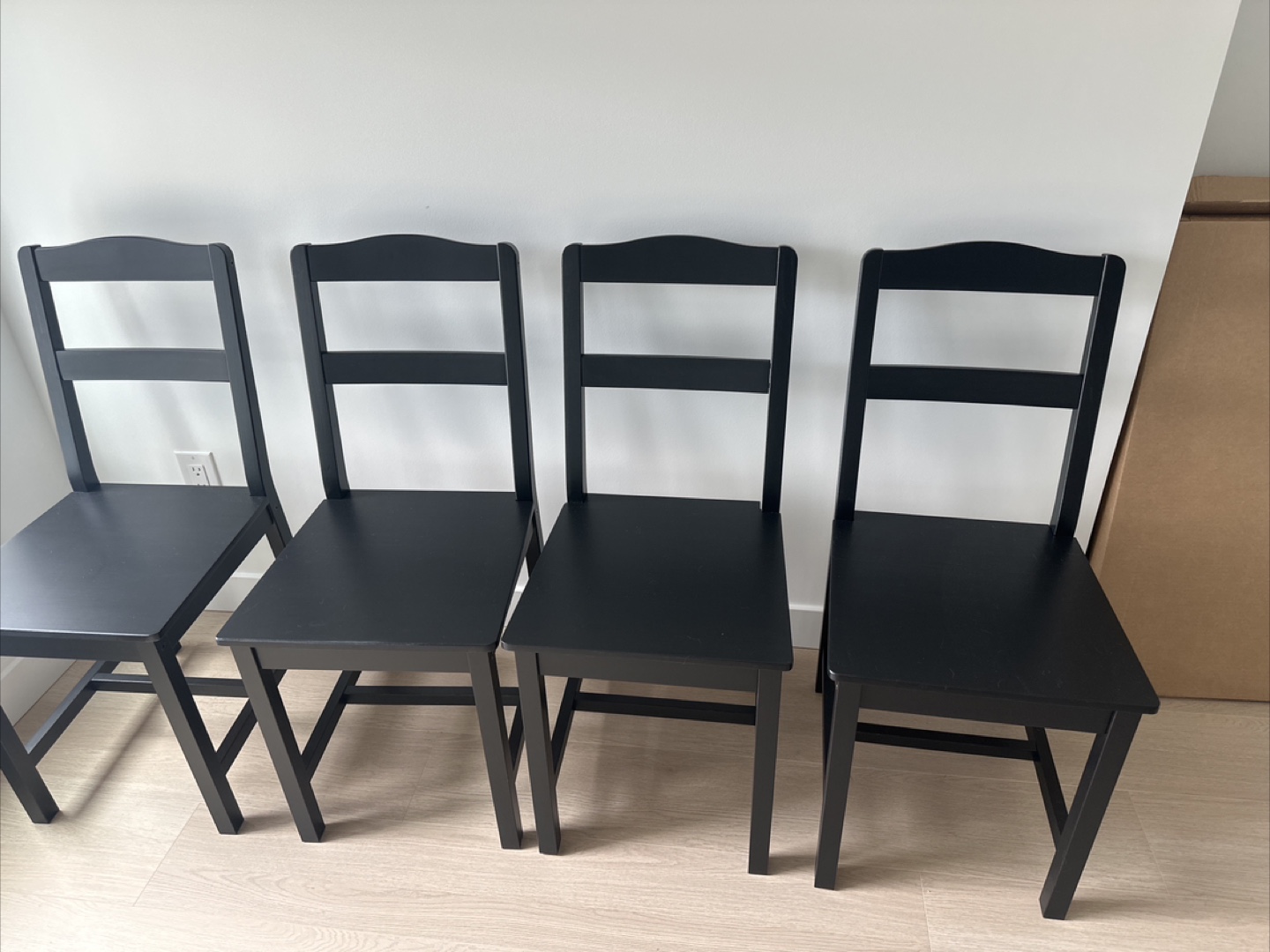 Ikea 4 chairs new stained pine assembled Hagernas