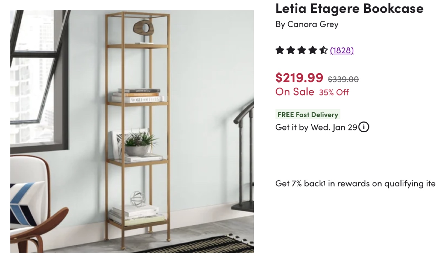 Gold “brass” Bookshelf - photo 5
