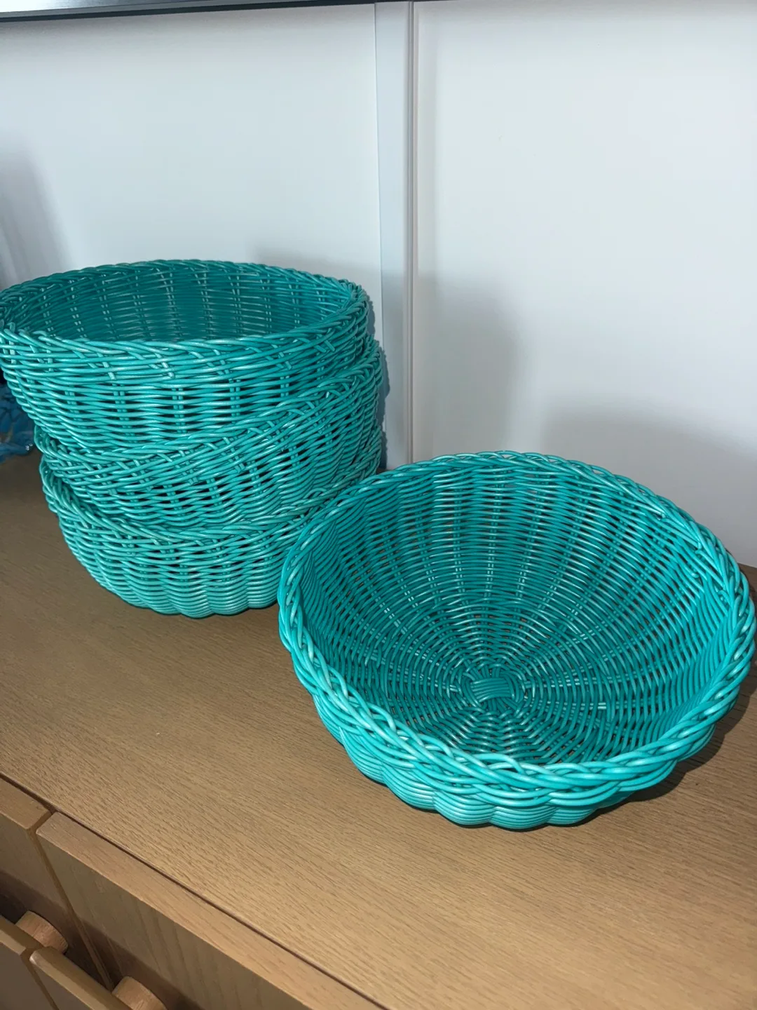 Turquoise Woven Plastic Baskets - Set of 4 thumbnail