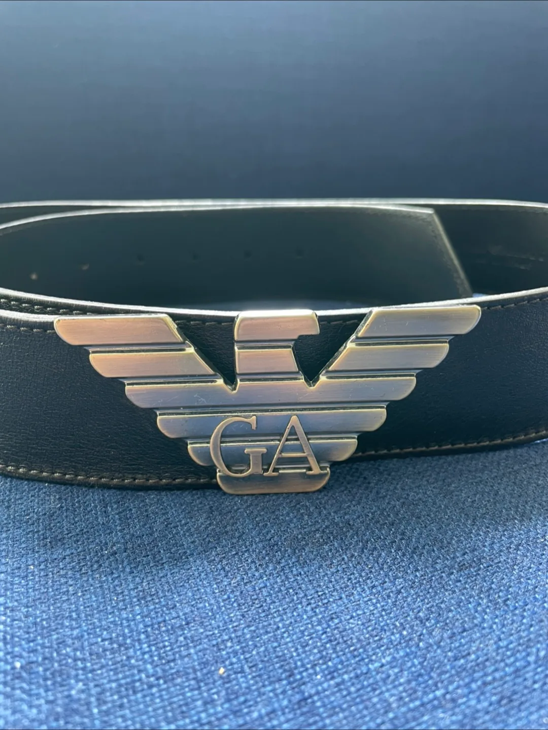 Emporio Armani Black Leather Belt Size 48 thumbnail
