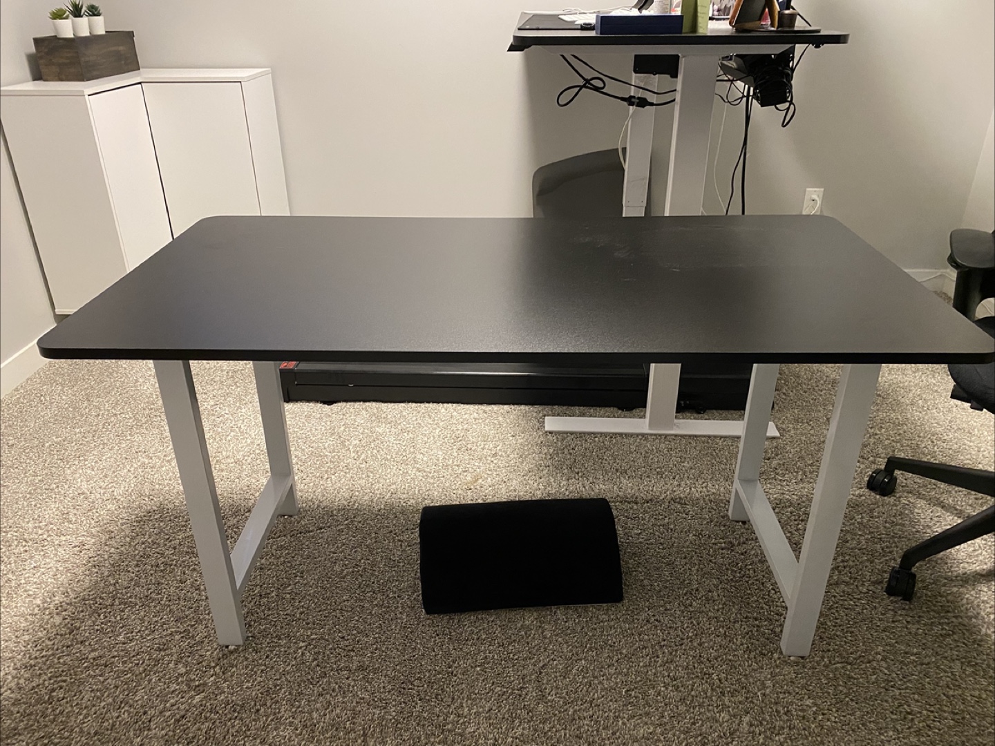 Black Desk with White Legs