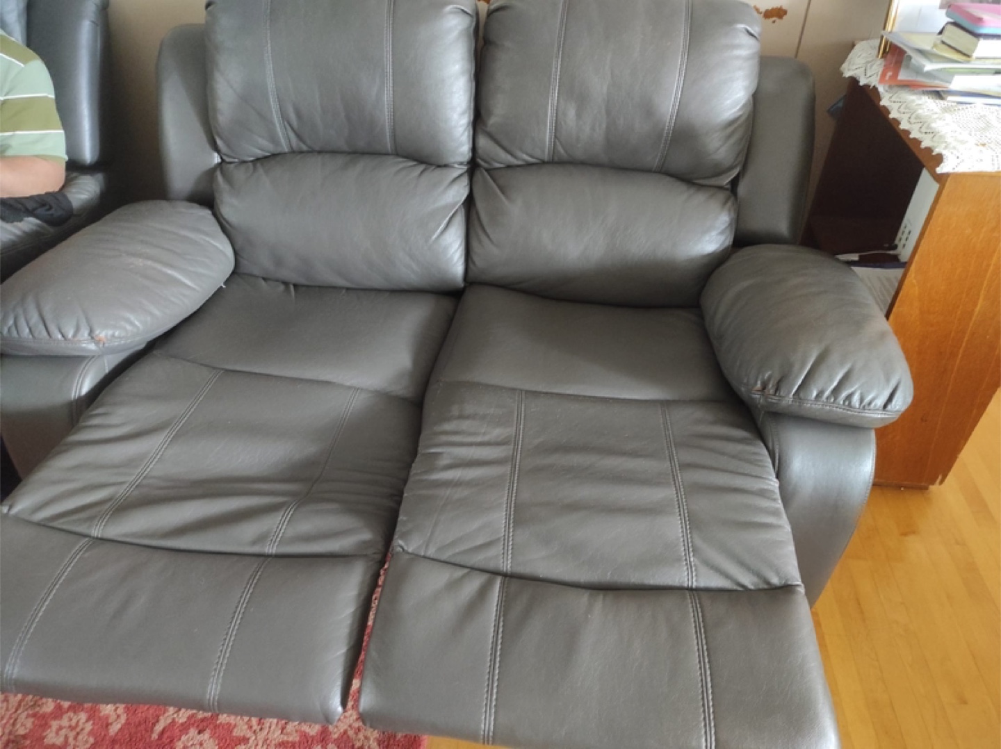 Leather Reclining Loveseat - Grey - photo 2
