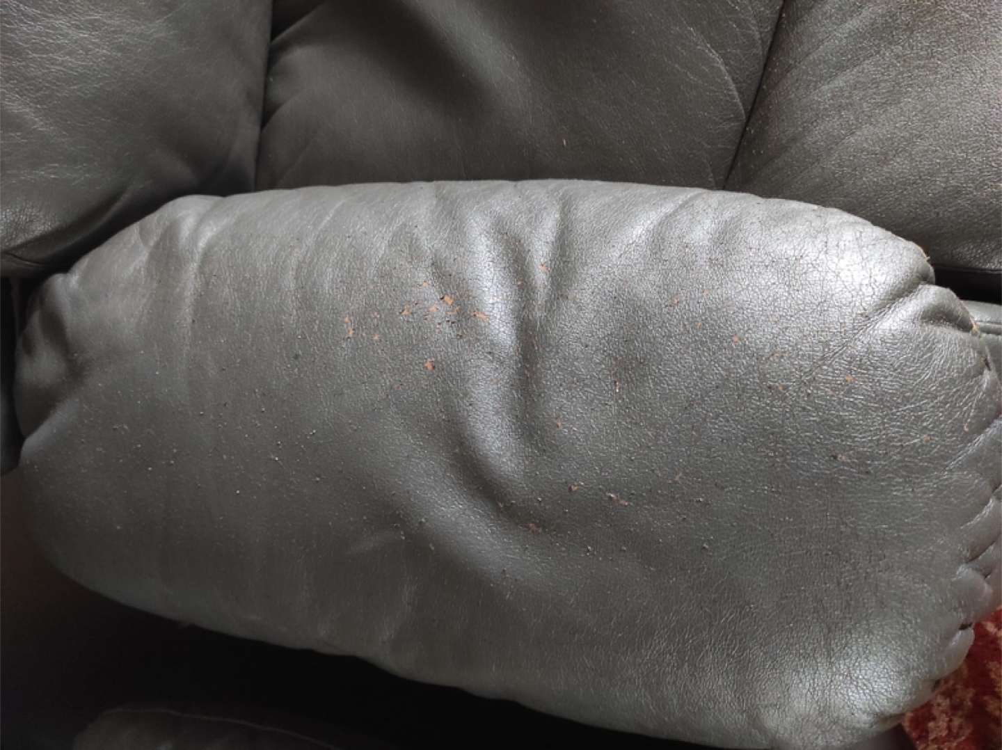 Leather Reclining Loveseat - Grey - photo 3