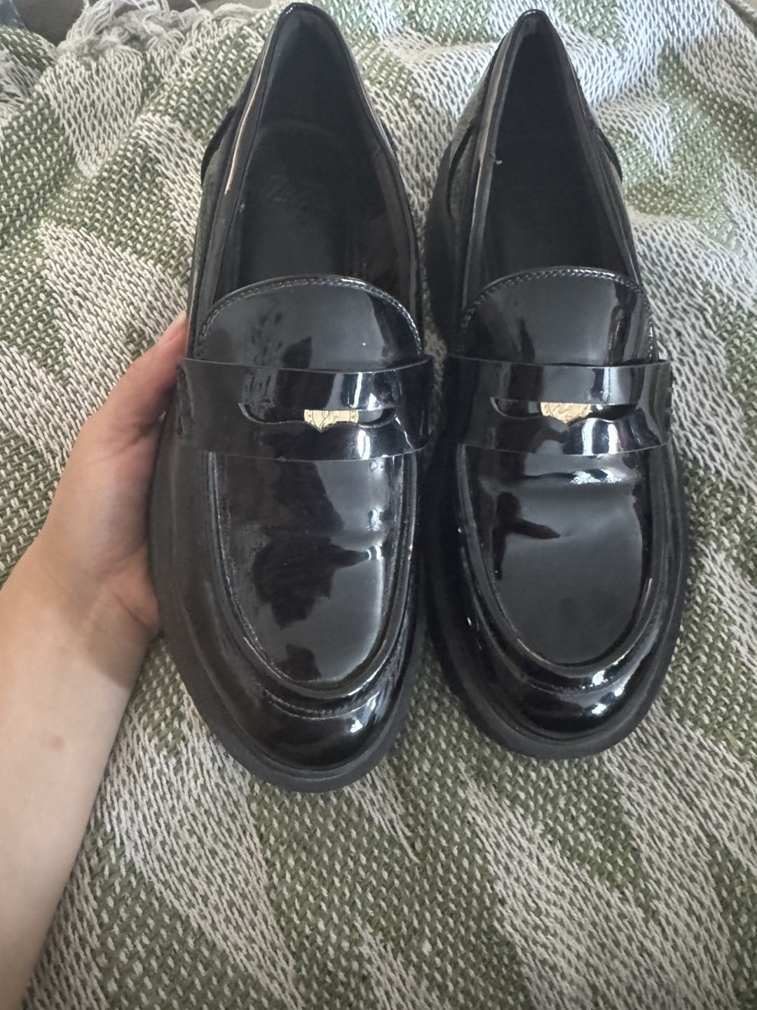 Zara Black Patent Leather Loafers - Size 10 - photo 3