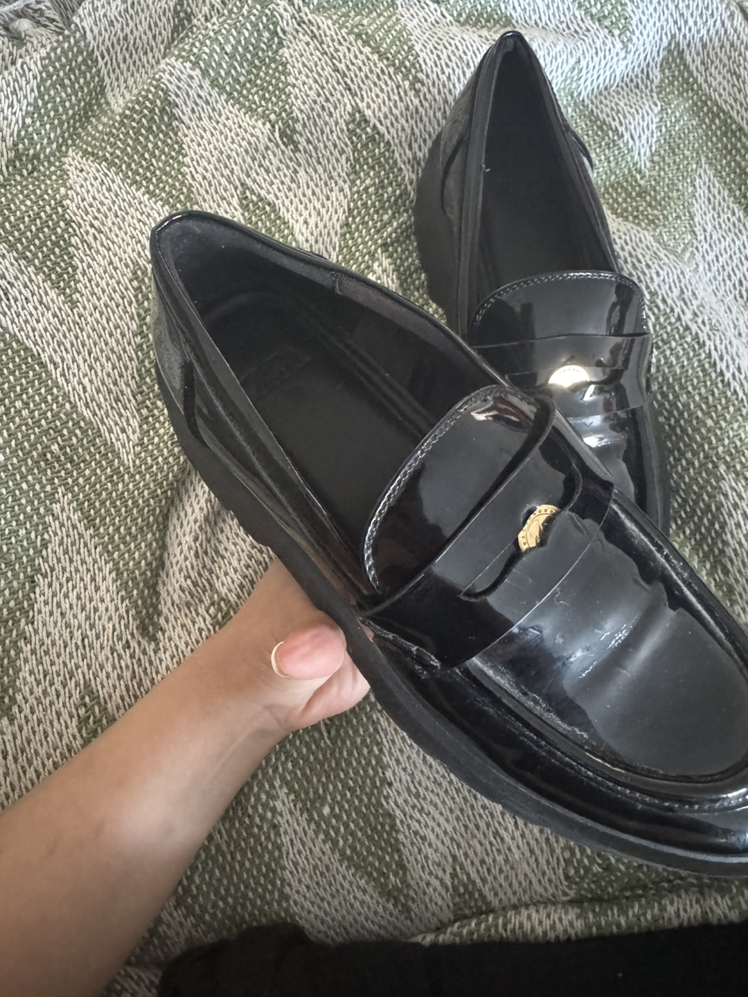 Zara Black Patent Leather Loafers - Size 10 - photo 5