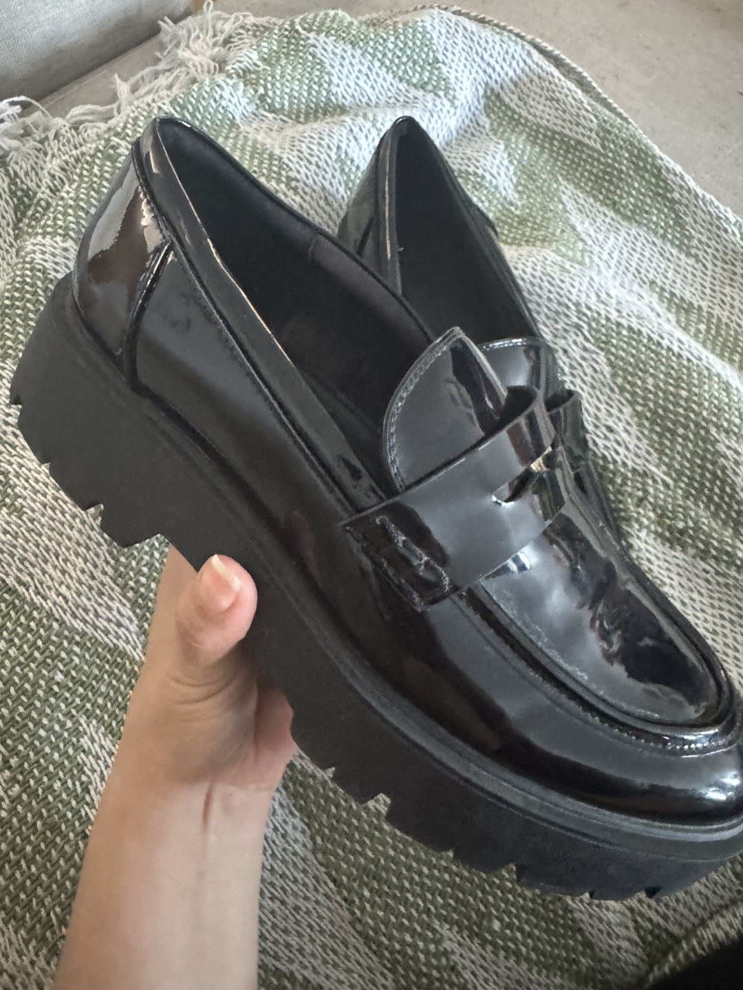 Zara Black Patent Leather Loafers - Size 10 - photo 4