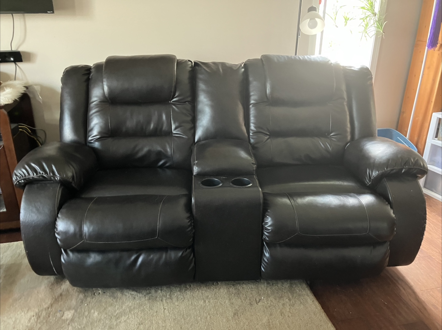 Brown Faux Leather Loveseat Recliner