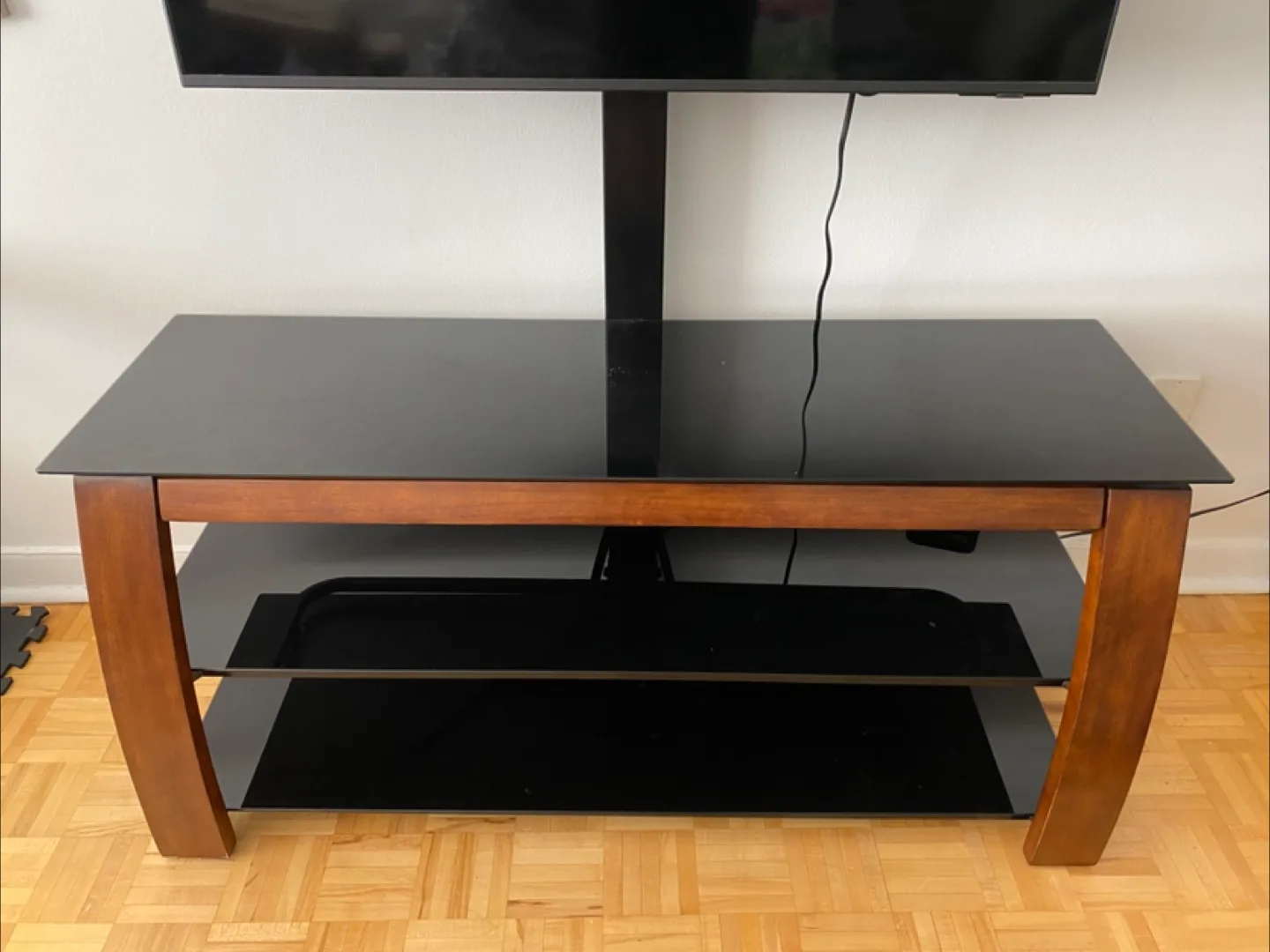 Black Glass & Wood TV Stand thumbnail