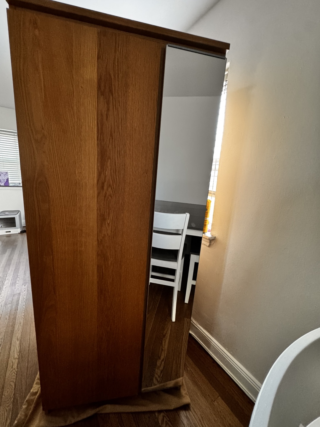 Wooden Wardrobe with Mirror Door - photo 2