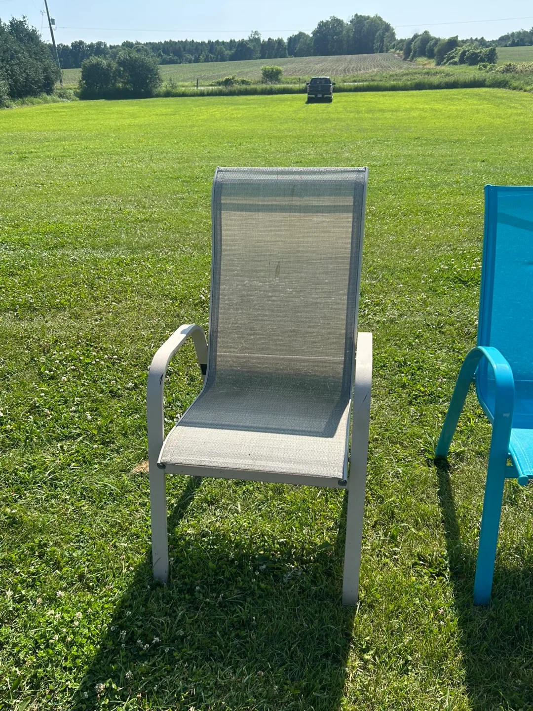 Outdoor Patio Chairs - Blue & Grey thumbnail
