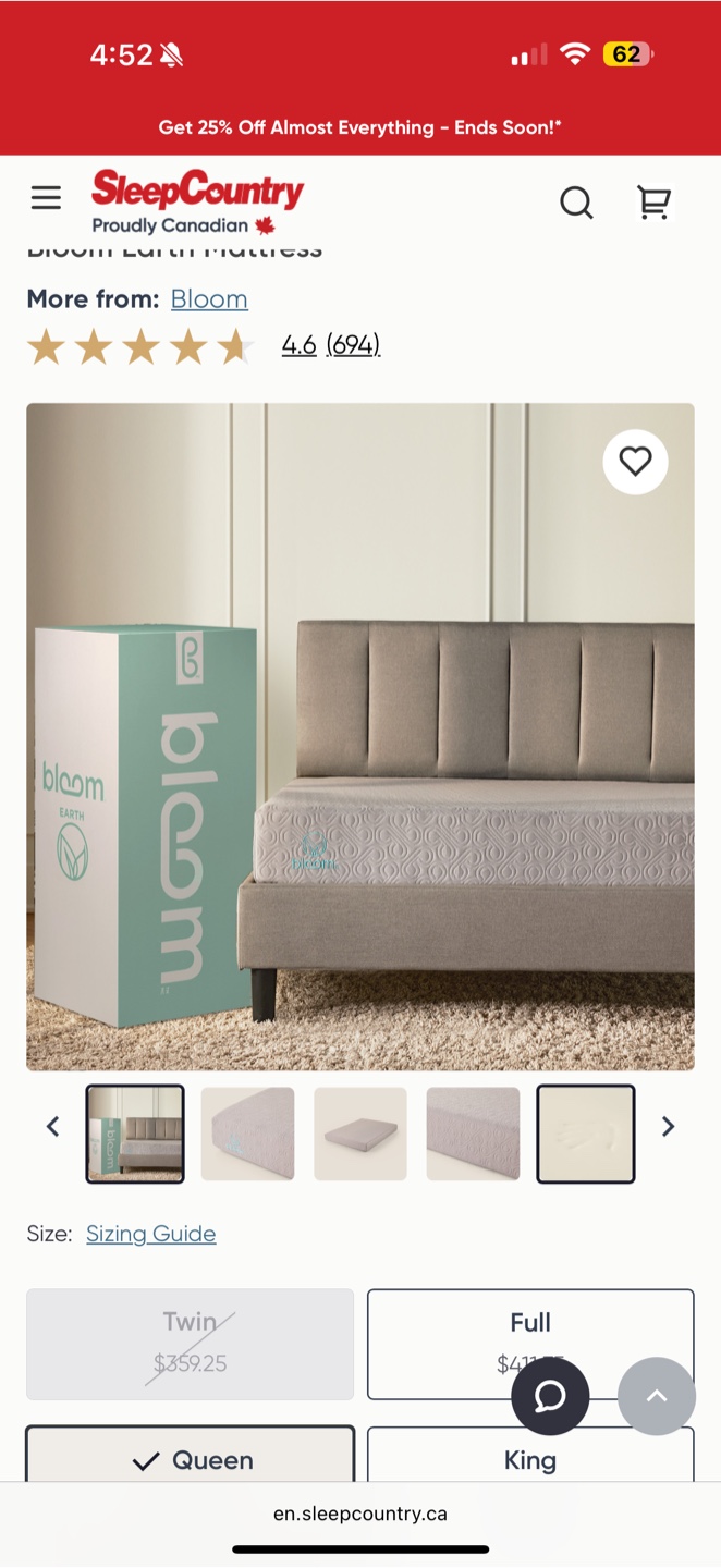Bloom Earth Full Mattress