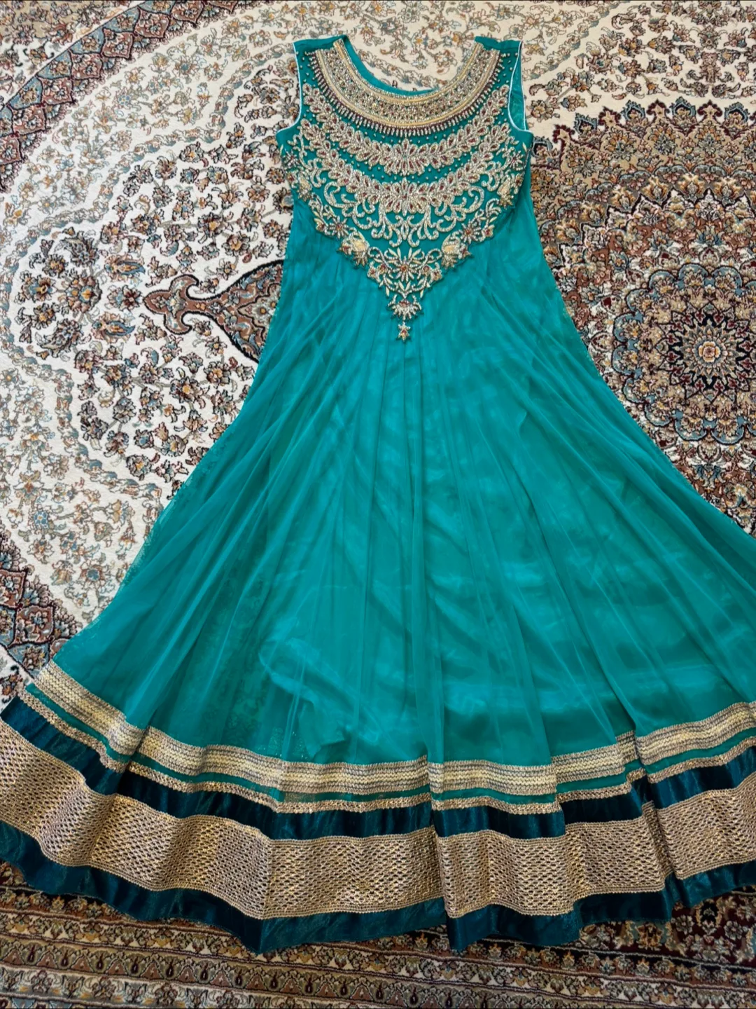 Teal Embellished Anarkali Dress image indicator(3)