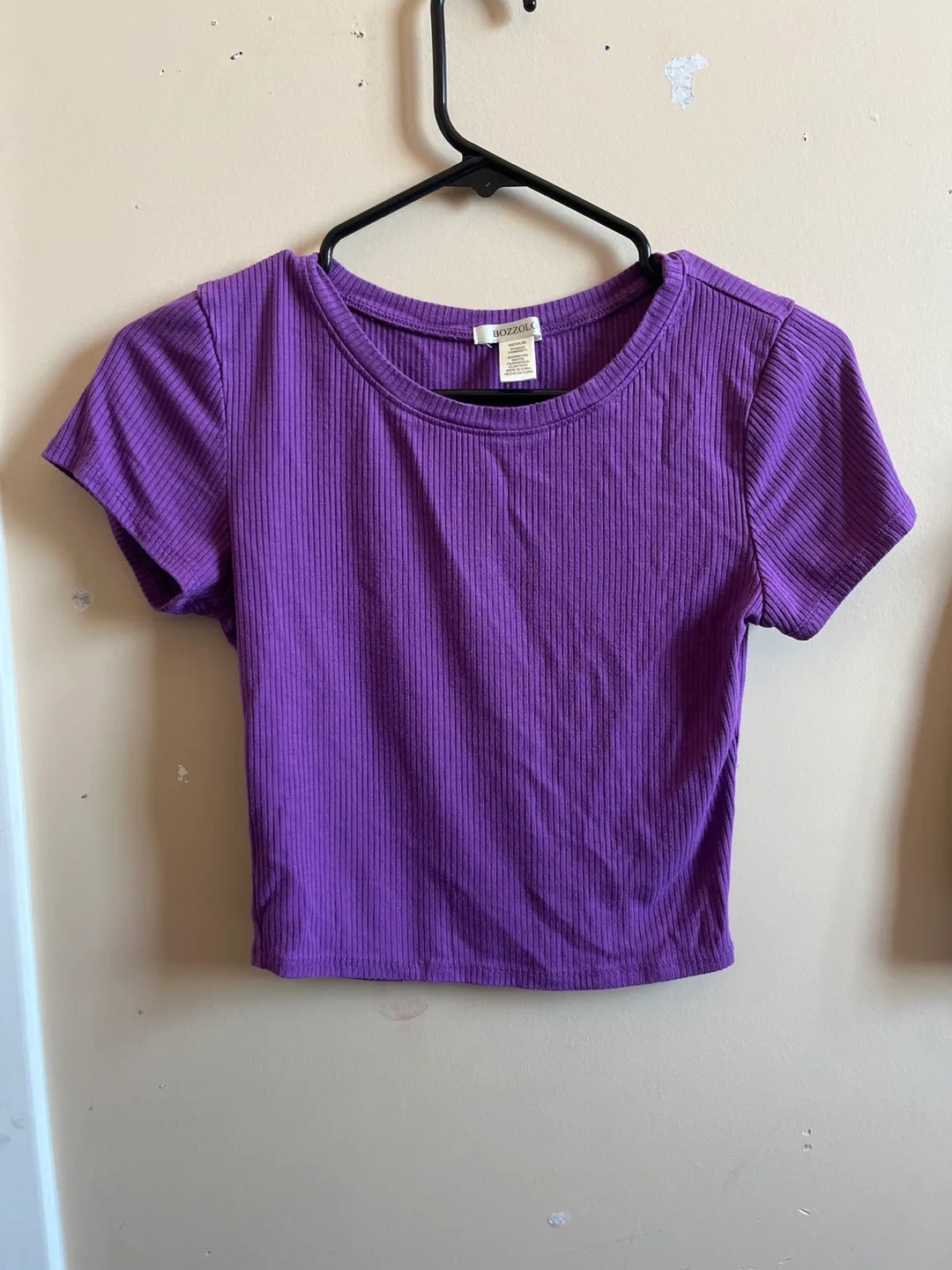 Bozzolo Purple Ribbed Crop Top - Size M thumbnail