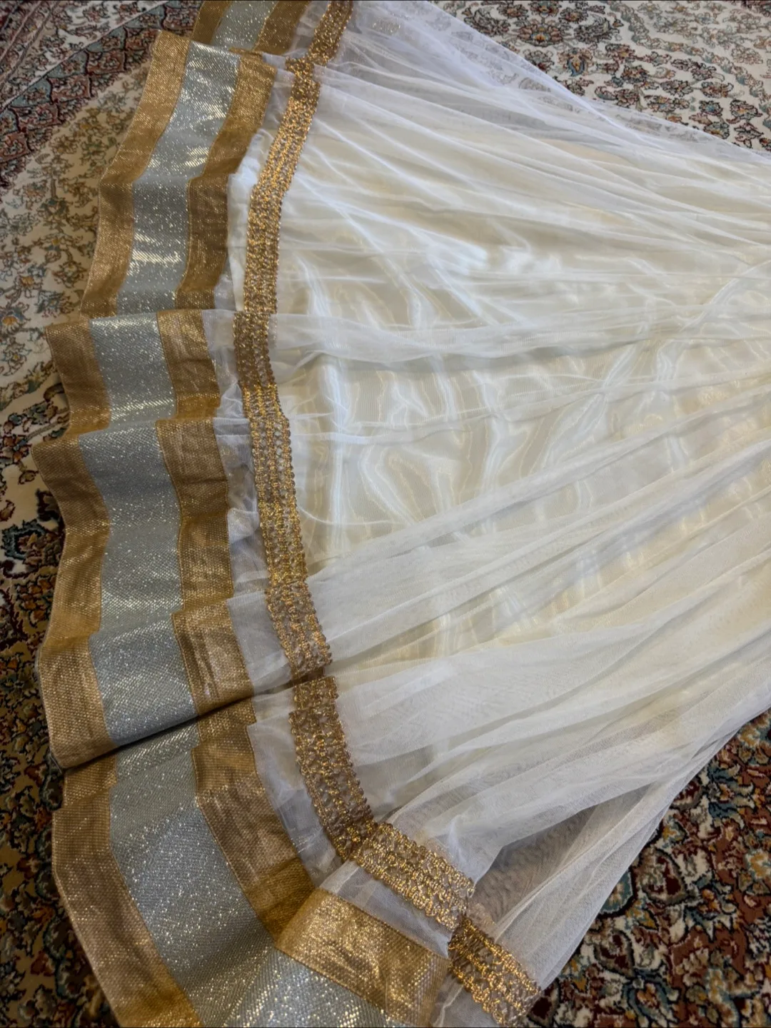 White & Gold Embroidered Dress image indicator(2)