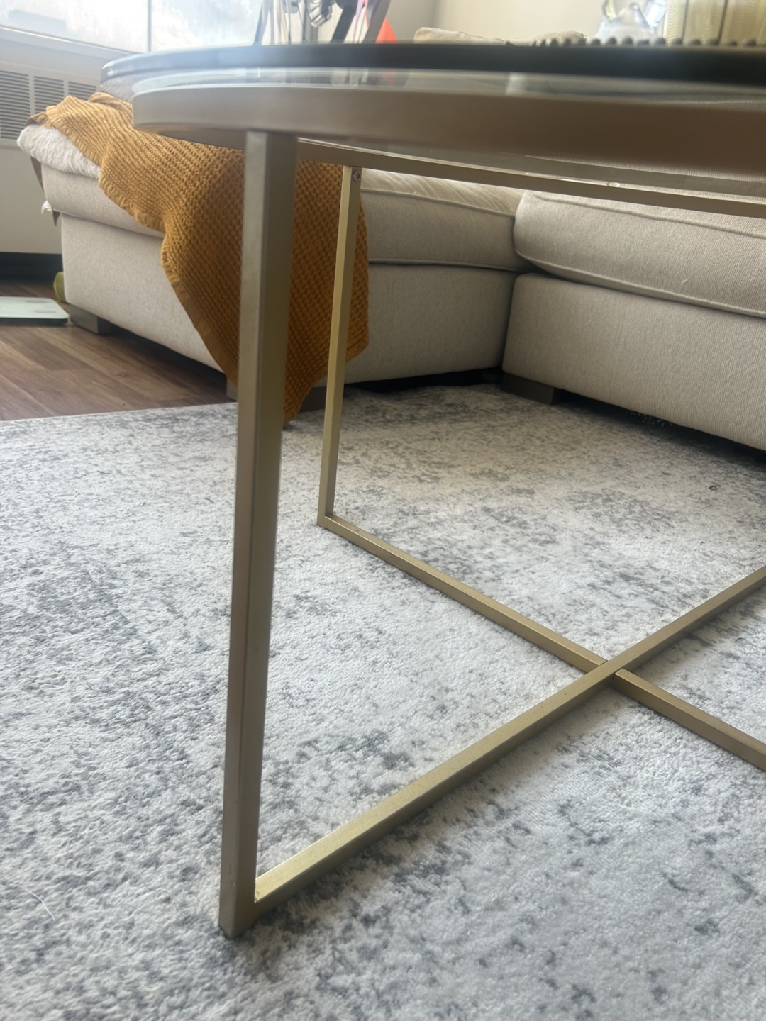 Glass Top Coffee Table w/ Gold Metal Frame - photo 2