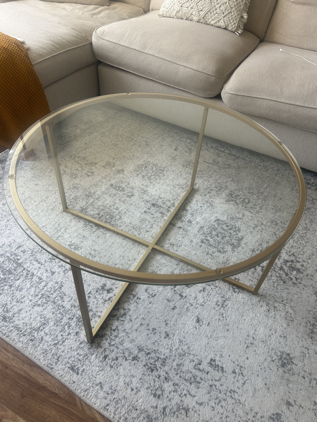 Glass Top Coffee Table w/ Gold Metal Frame