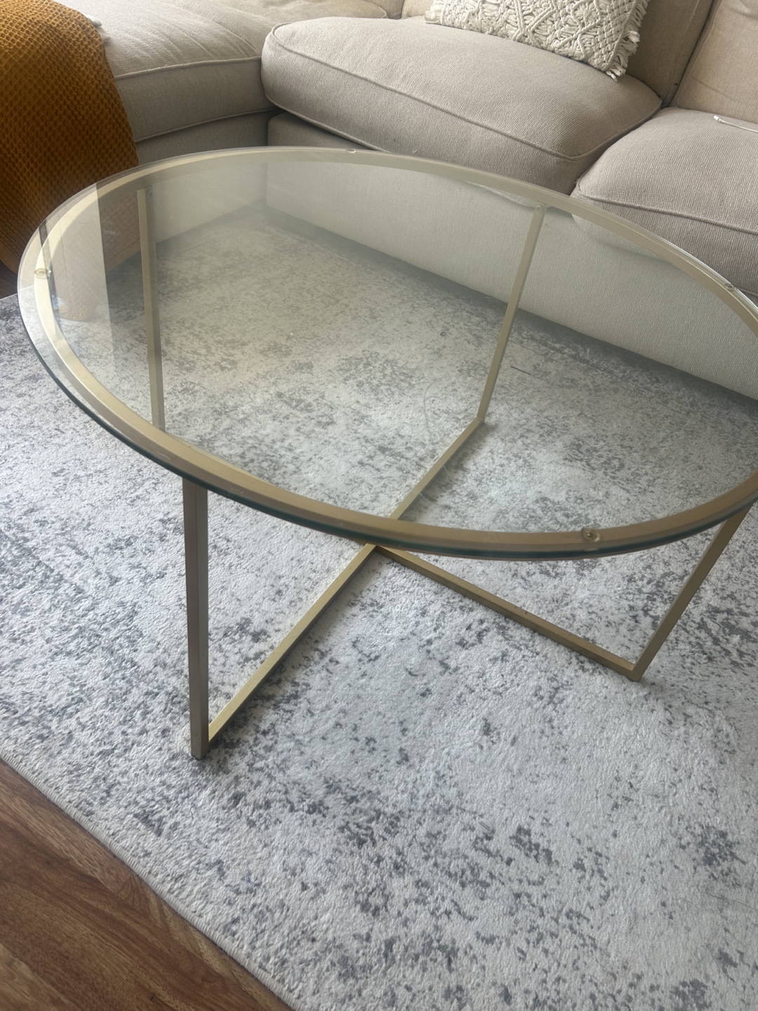 Glass Top Coffee Table w/ Gold Metal Frame - photo 4