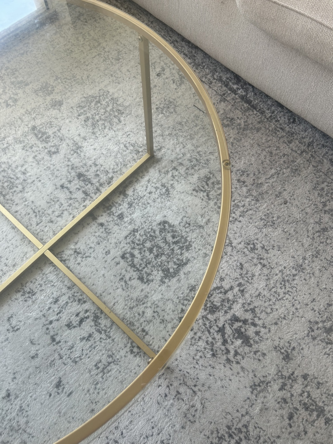 Glass Top Coffee Table w/ Gold Metal Frame - photo 3