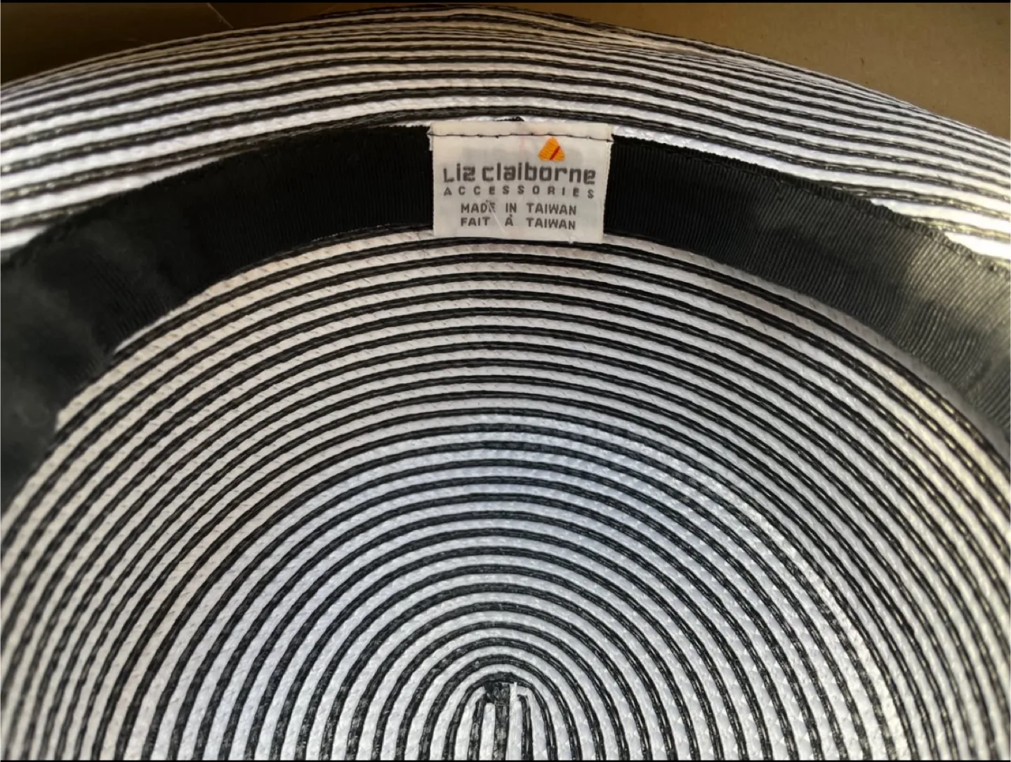 Vintage Liz Claiborne Black and White Striped Hat image indicator(4)