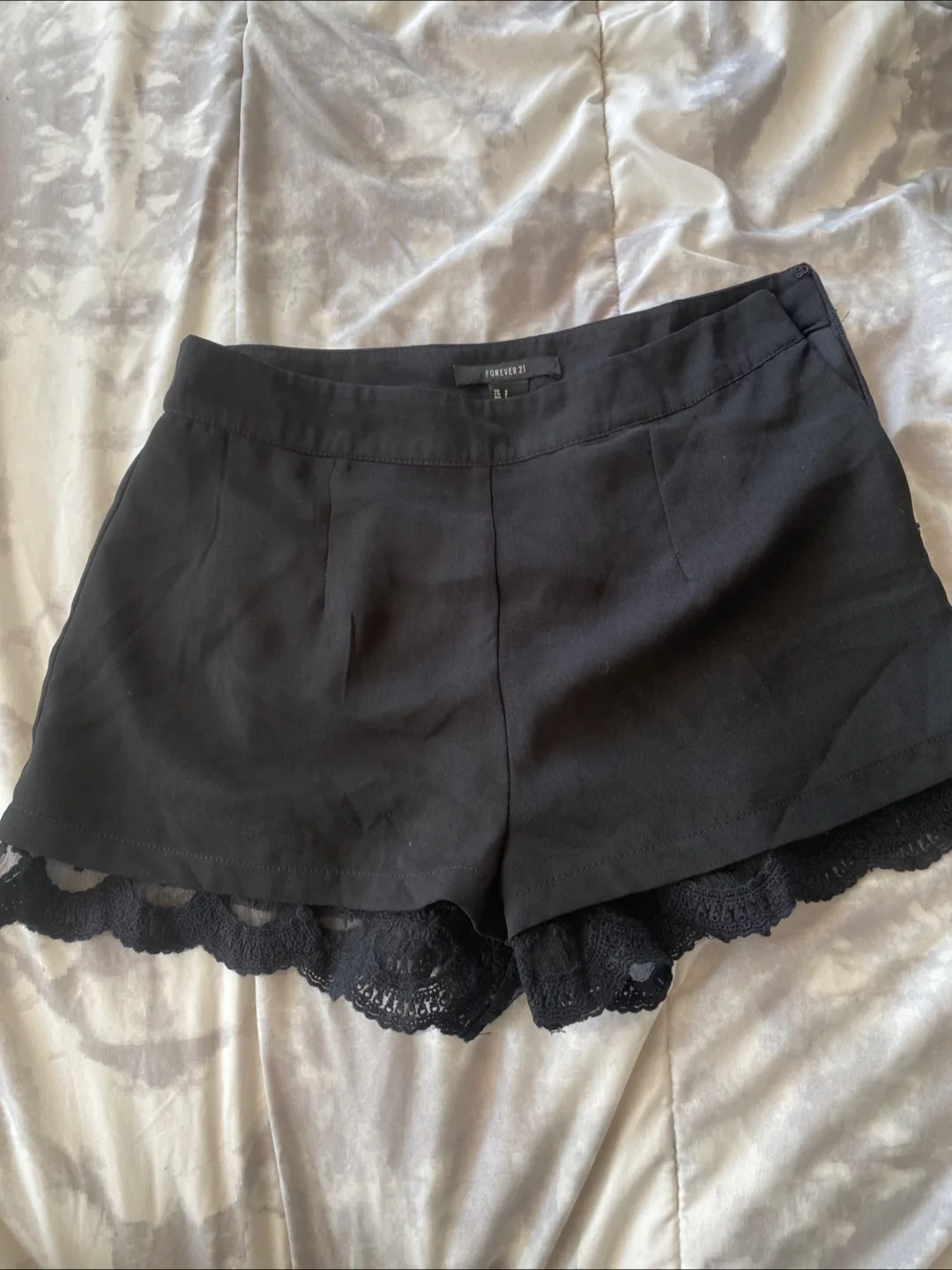 Forever 21 Black Lace Trim Shorts - Size S thumbnail