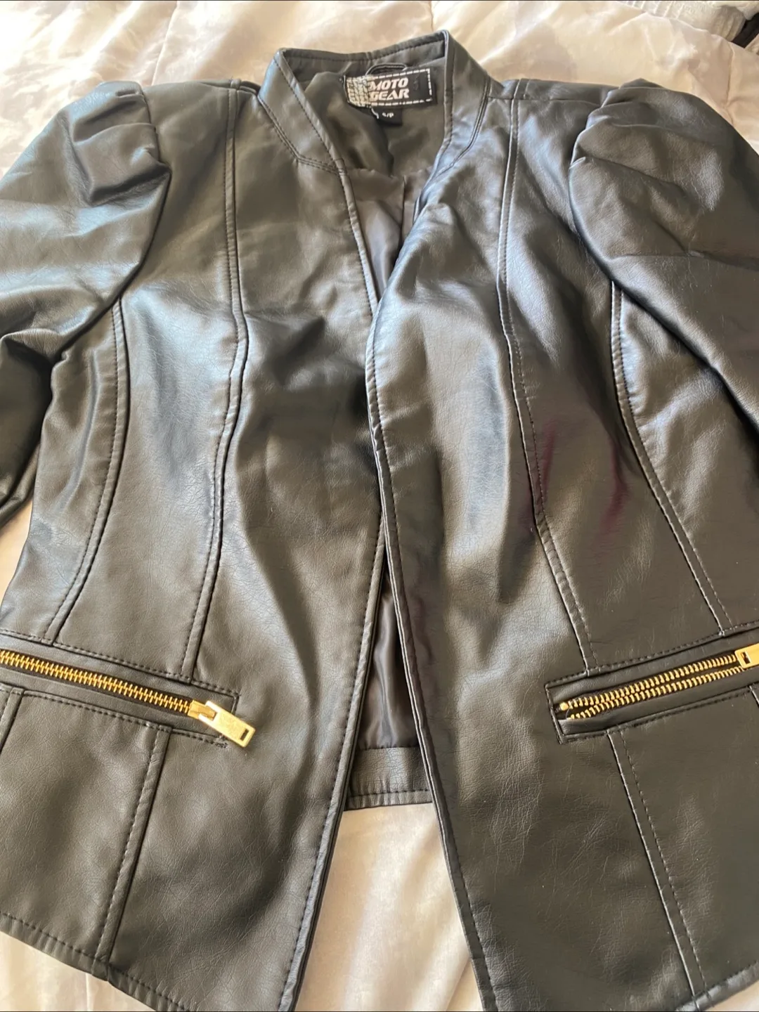 Moto Gear Black Faux Leather Jacket - Size S/P thumbnail