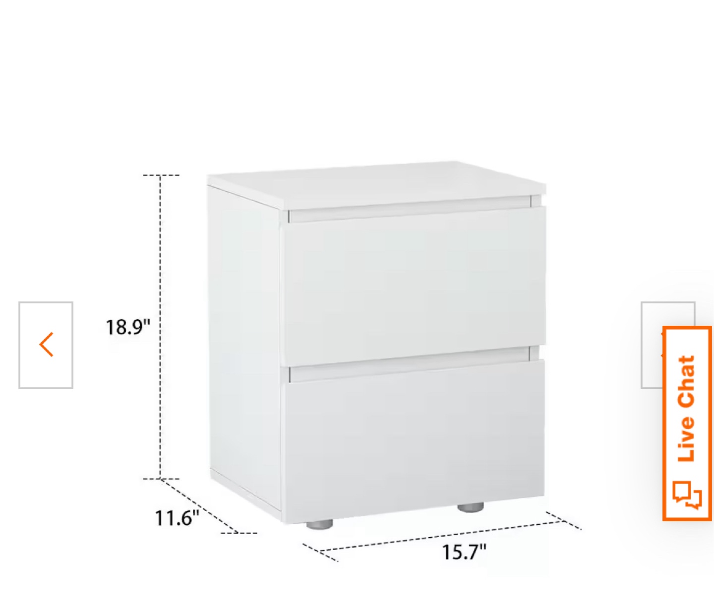 White 2-Drawer Nightstand - photo 3
