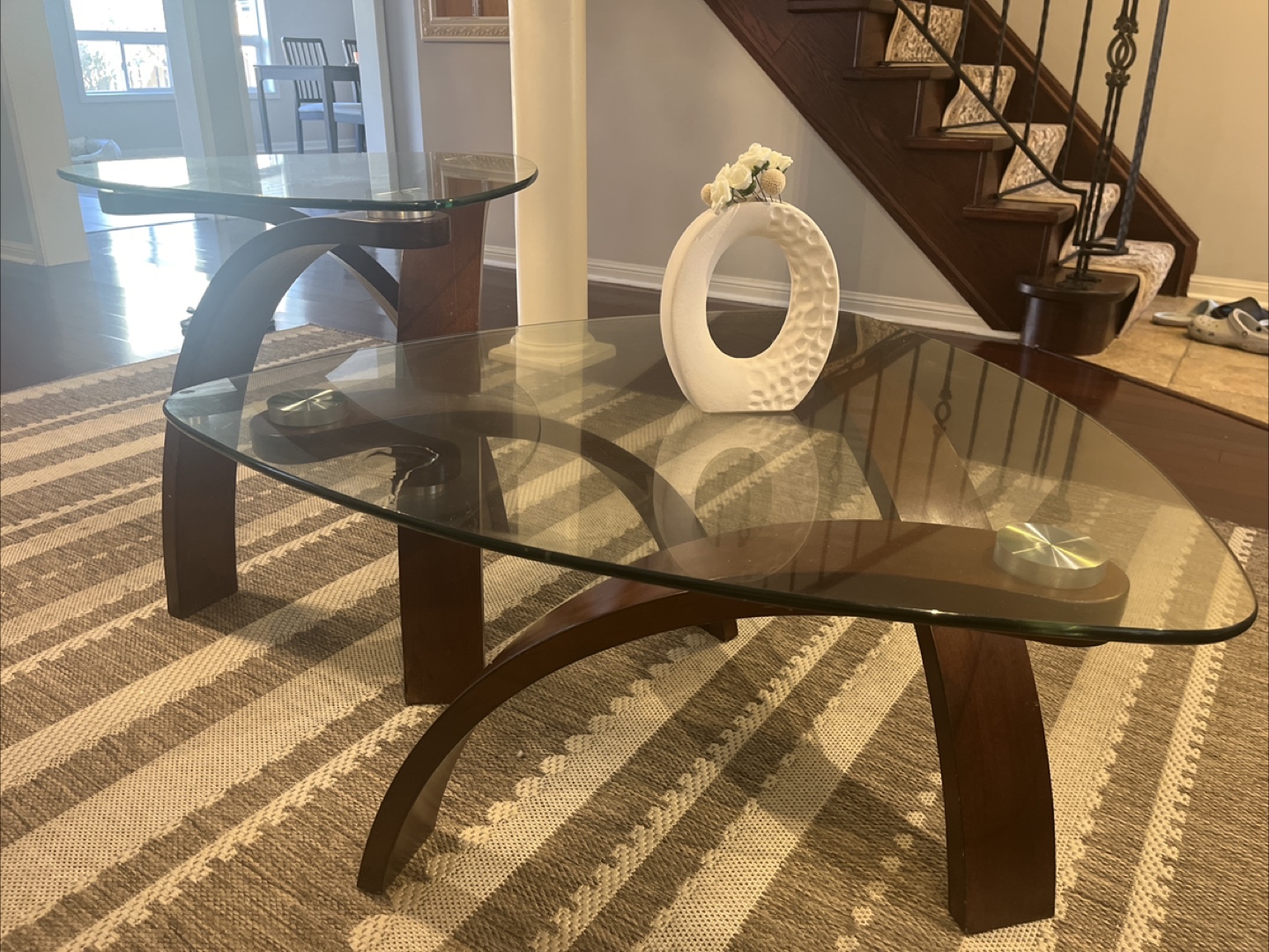 Glass Top Triangle Coffee Table