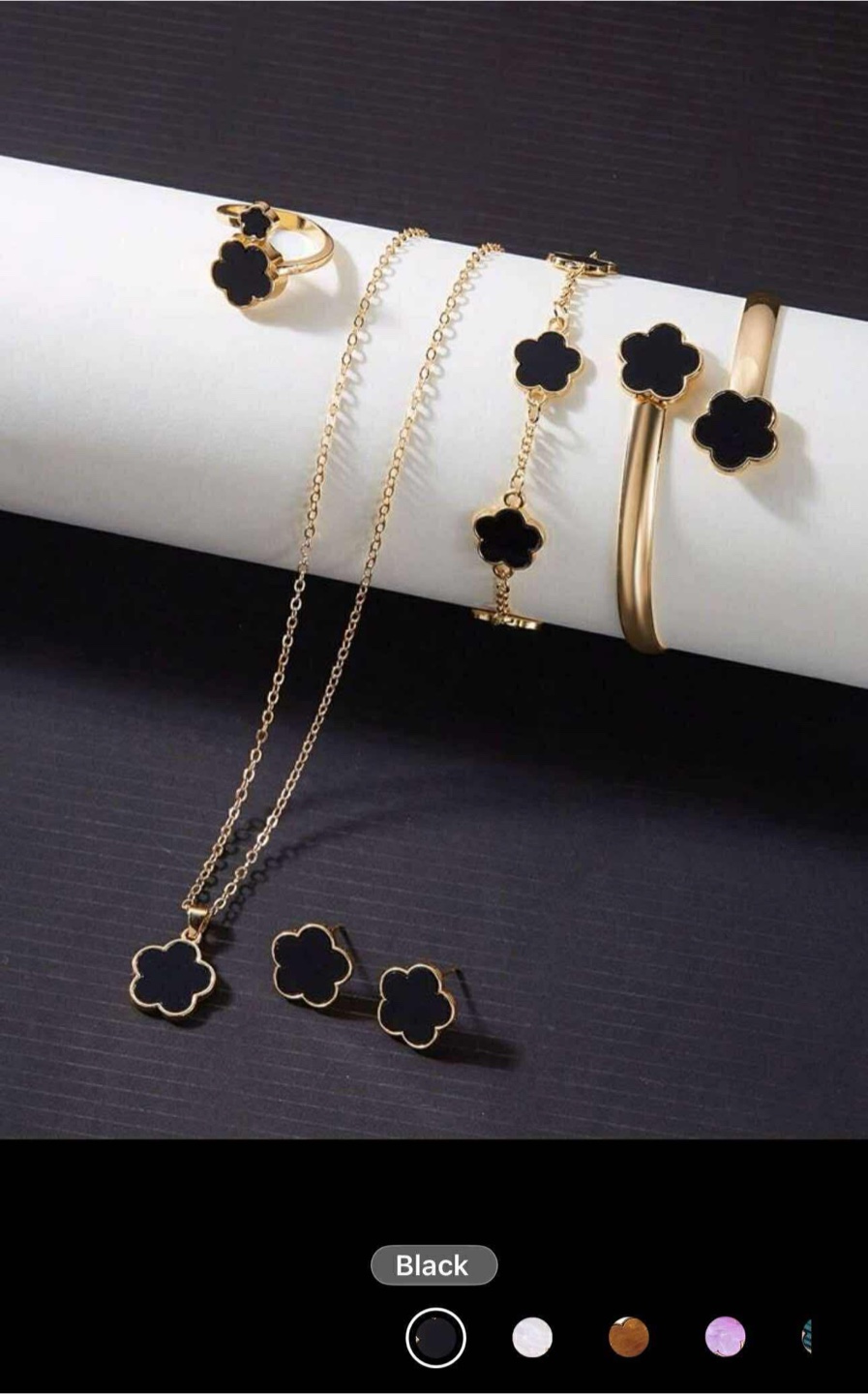 Flower Design Jewellery Set - Necklace, Ring, Earrings, Bracelet