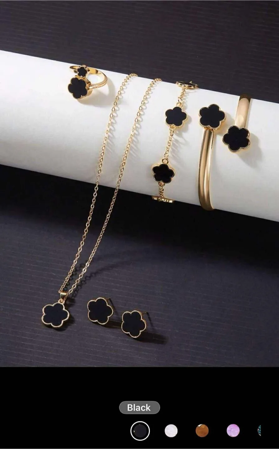 Flower Design Jewellery Set - Necklace, Ring, Earrings, Bracelet thumbnail