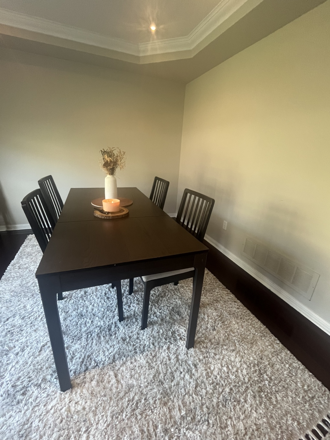 Dark Brown Dining Table with Four Chairs