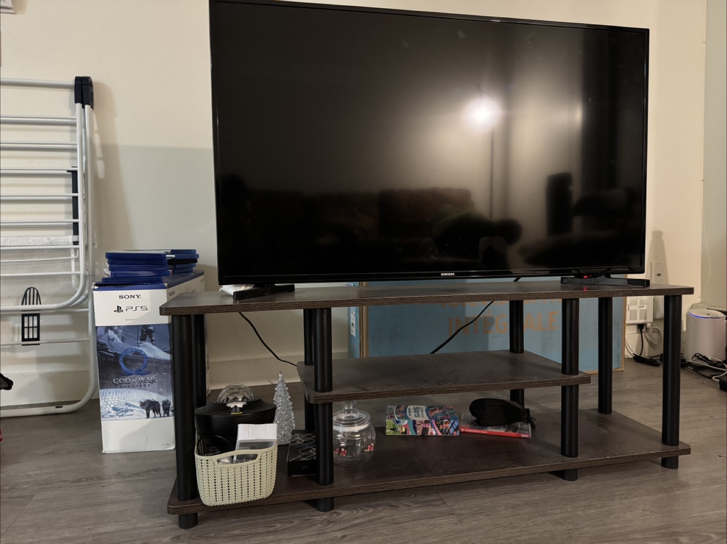 Brown TV Stand with Shelves