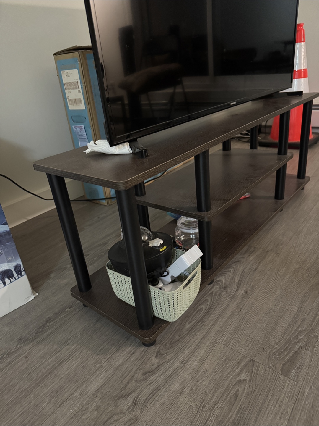 Brown TV Stand with Shelves - photo 2