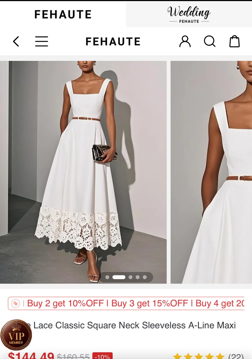 New FEHAUTE White Lace A-Line Maxi Dress - US 8 image indicator(4)