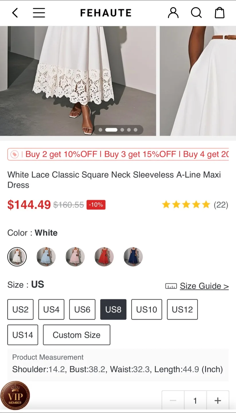 New FEHAUTE White Lace A-Line Maxi Dress - US 8 image indicator(5)